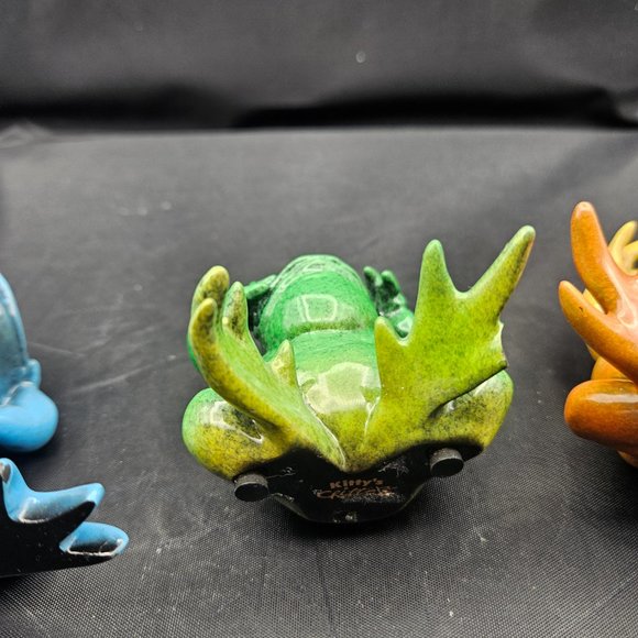 Kittys Critters See Hear Speak No Evil Frogs Blue Green Orange 2001 Set of 3 - Picture 9 of 12